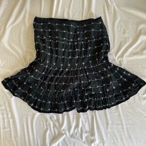 Plus size Y2K black embroidered cotton Mossimo A- line stitched bow skirt
